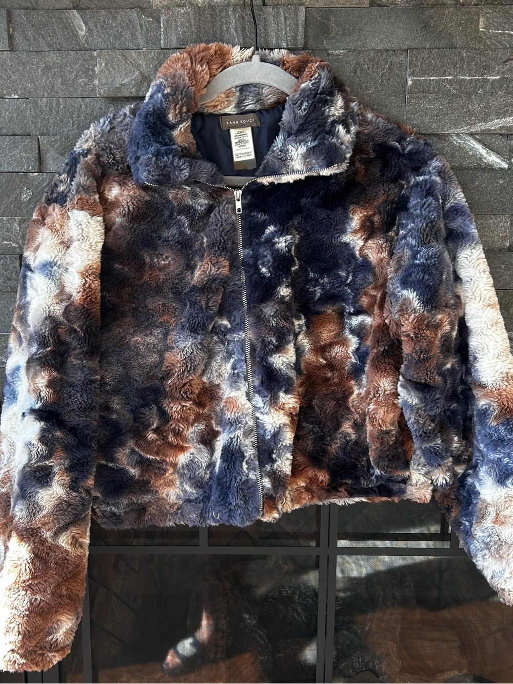 Sans Souci Cropped Faux Fur Zip-Up Jacket
